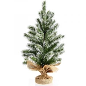 RELAX4LIFE Mini Sapin de No&euml;l de Table 50 cm en PE, Mini Arbre de No&euml;l D&eacute;coratif avec Support en Ciment Envelopp&eacute;e pour Maison et Bureau