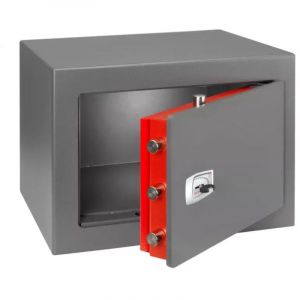 TECHNOMAX - Coffre fort &agrave; fixer certifi&eacute; EN 15659 ignifuge pour papier protection 30mn &agrave; cl&eacute; double panneton, 5 p&ecirc;nes, 29,8 L, 35x49x43