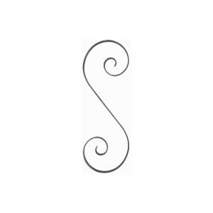 Volute en s coupe droite - Hauteur 330mm Largeur 125mm Plat lisse 16x4mm - Fer forg&eacute; - &agrave; souder Deco Fer Forge