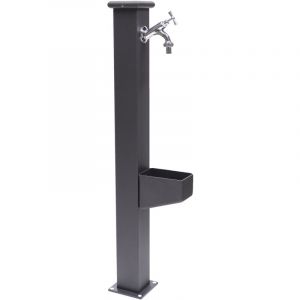Fontaine colonne Itaca en acier et fonte robinet de jardin en laiton chrome