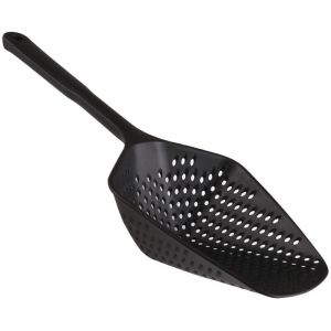 Passoire, &eacute;cumoire, pelle &agrave; &eacute;cumoire, plastique, nylon, noir, 34,5 x 12,5 x 6 cm