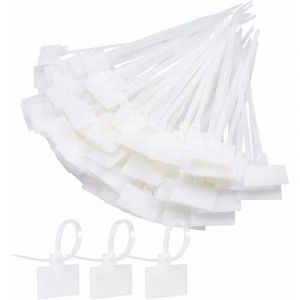Attache Cable Electrique 250Pcs Cable Management avec Etiquette Serre Cable Plastique Blanc Etiquette Cable Ties Cable Pour L'école Jardin Bureau Mur