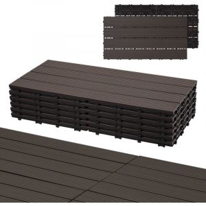 Einfeben - Carrelage en bois wpc 6x carrelage de terrasse chacun 60 x 30 x 2,2 cm, brun foncé, 1 m² Carrelage clic wpc, carrelage de balcon résistant