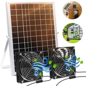 Kit de ventilateur de panneau solaire, ventilateur DC résistant aux intempéries 15W 18v pour petit poulailler, serre, remise, PET House, fenêtre