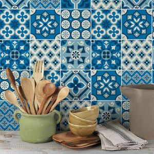 Sticker Mural Carrelage adh&eacute;sif Cuisine Salle de Bain - 30 stickers carrelages azulejos josepina - 30stickers15x15cm