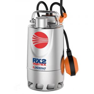 Pompe de relevage Pedrollo RXm2/20 Vortex tout inox automatique avec flotteur 0,37kW eaux us&eacute;es puisard &eacute;vacuation monophase