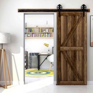 TSMST Rail de porte coulissante avec amortisseur, fixation sur c&ocirc;t&eacute; de porte , avec Grandes Roues, Porte Simple 170CM,Portes non incluses