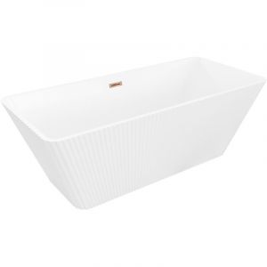 Mexen Tava baignoire autoportante rainur&eacute;e 170 x 75 cm, blanche, trop-plein or rose - 52851707500-60