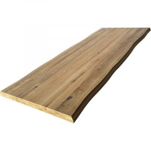 Plateau de table pleines lames Chêne Rustique bord naturel flacheux L.200 X 80 cm, Ep.40 mm
