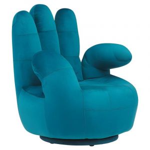 Fauteuil main pivotant catchy en velours - Bleu canard