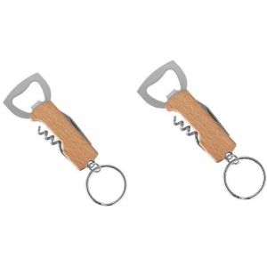 Porte-clés décapsuleur multifonctionnel avec manche en bois – Décapsuleur portable idéal pour les bars, les fêtes, le camping, accessoire pour