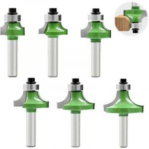 6 Pcs Fraise Defonceuse 8 mm, Fraise Quart de Rond Avec Tige de 8 mm, Fraise a Surfacer Avec Roulement, Fraise bois Pour le Travail du Bois Fraisage
