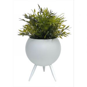 Dandibo - Tabouret &agrave; fleurs en m&eacute;tal avec pot Blanc 23 cm Porte-fleurs 96259 m Colonne &agrave; fleurs Moderne Porte-plantes Tabouret &agrave; plantes