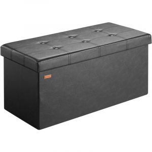 Banc de rangement avec couvercle amovible Siège pouf Coffre de rangement pliable pour salon chambre couloir l - noir