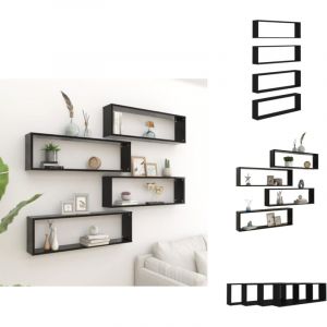 Vidaxl - tagères cube murales 4 pcs noir 100x15x30 cm bois d'ingénierie - Etagere Murale - Etageres Murales - Etagere Cube - Étagères Cubes