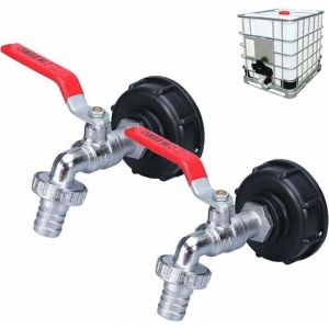 2 Adaptateurs de R&eacute;servoir IBC avec Filetage 1/2", Robinet pour Cuve 1000L, Robinet de R&eacute;cup&eacute;ration d'Eau de Pluie, Sortie de Robinet, Raccord de