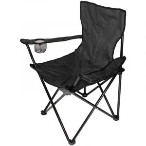 Chaise De Camp Si&egrave;ge Pliant et Portable jardin Portable pr&eacute;sident de p&ecirc;che pliante pr&eacute;sident plage Avec Porte-Boisson Sac - Noir