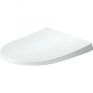 DURAVIT - Abattant WC plastique Blanc forme D extra-plat, Lunette toilettes universel &agrave; frein de chute / fermeture amortie - 36x42,3x4,5cm - Univavo