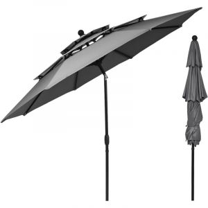 Relax4life - 3M Parasol Extérieur, Parasol Manivelle avec Hauteur Réglables 8 Baleines en Fibre de Verre, Parasol Auto-inclinable Double Ventilation