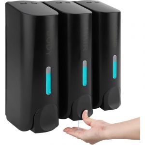 Distributeur de Savon Mural, Distributeur Gel Douche, Distributeur Triple de Shampoing et Apr&egrave;s-shampoing abs pour Salle de Bain Cuisine March&eacute; H&ocirc;tel