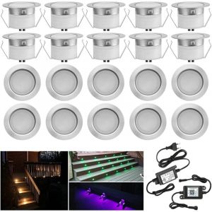 Lot de 20 Bluetooth rgbww led Spot Encastrable Extérieur, Ø45mm Dimmable Mini spot Lampe au Sol Spot Encastrable, Etanche IP67 DC12V Spot Piscine