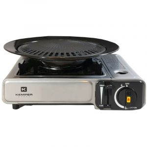 Kemper - Barbecue à gaz et Réchaud gaz piézo 2200W 2 en1 Camping