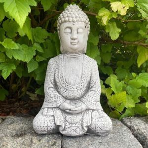 Figurine de Bouddha &eacute;l&eacute;gante &ndash; Sculpture en b&eacute;ton pour jardin, d&eacute;coration antique
