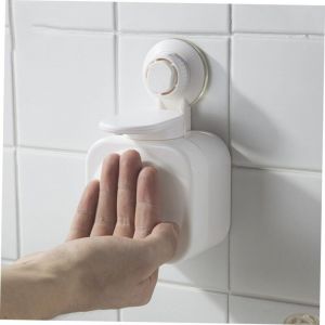 Distributeur de savon mural rechargeable &agrave; ventouse sans per&ccedil;age pour salle de bain ou cuisine (blanc)