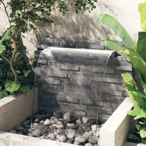 Le Poisson Qui Jardine - Cascade - Lame D'Eau 110 cm Inox + Led Couleur blanc Pour Bassin De Jardin