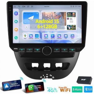 Pour Peugeot 107 Citroen C1 Toyota Aygo 8 c&oelig;urs 6+128G Android 15 Carplay Autoradio GPS 6+128G DAB