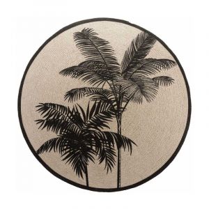 Tapis Rond Imprim&eacute; 'Tropic Nature' 120cm Naturel