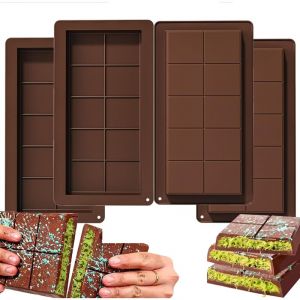 Lot De 4 Moule tablette chocolat, Moule &Agrave; Chocolat En Silicone, Moule &agrave; Chocolat Dubai,sans BPA, Moule &agrave; Chocolat Extra Profond pour Bonbons Au