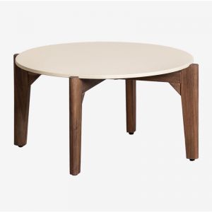 Sklum - Table basse de jardin ronde en ciment et bois d'acacia Xajul Ø65 cm