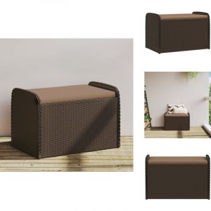 Banc de rangement et coussin marron 80x51x52 cm résine tressée - Banc De Jardin - Meuble De Jardin - Rangement Extérieur - Banc Coffre - Résine