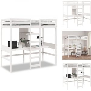 Vidaxl - Lit mezzanine avec bureau et étagères blanc 90x200cm pin massif - Cadre De Lit Superposé - Cadres De Lit Superposés - Cadre De Lit Mezzanine