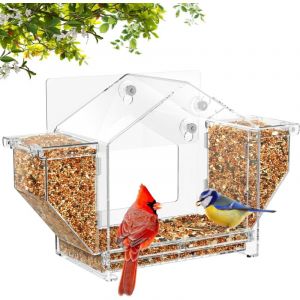 Mangeoire transparente pour oiseaux, 3420,510,4 cm, 1 pi&egrave;ce, mangeoire ext&eacute;rieure style fen&ecirc;tre, nichoir transparent.