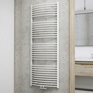 Schulte - jamais utilisé ] - Radiateur sèche-serviette à eau chaude Europa, blanc, inertie fluide, vertical raccord central, 150 x 60 cm, 820 w