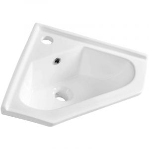 Aqualine Céramique - Lave-mains d’angle, 410x180x410 mm, avec trop-plein, trou pour robinet, blanc 1601-40