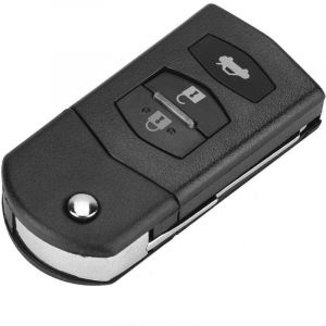 Coque de Cl&eacute;, Coque de Cl&eacute; &agrave; Distance, 3 Boutons en ABS et M&eacute;tal pour Voiture &agrave; Distance Pliable &agrave; Rabat pour MAZDA 2 3 5 6 RX8 MX5 (noir)