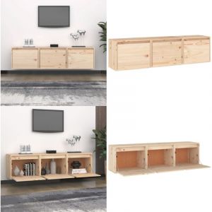 Vidaxl - Meubles tv 3 pcs Bois massif de pin - Meuble Tv - Meuble Suspendu - Rangement Mural - Bibliothèque Murale - Décoration Murale - Home & Living
