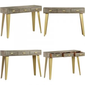 Vidaxl - Table console Bois de manguier Gris avec laiton 110x35x76 cm - Table Basse - Meuble Entrée - Table D'appoint - Table Console Vintage - Table
