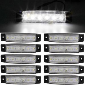 Aougo - 10 pcs 9,7 cm 6 led côté 12V led marker Remorque Feux de gabarit pour camion, marqueur lumière Ambre, partie arrière Feu de Gabarit, camion