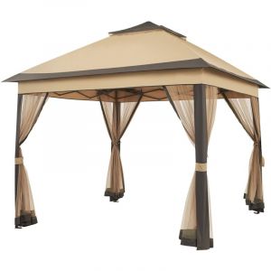 Yaheetech Tonnelle de Jardin avec Toiles Moustiquaires 3,3 x 3,3 m pour Camping Stand Commercial F&ecirc;tes Bistrot Bar Piscine Toile Imperm&eacute;able Couleur
