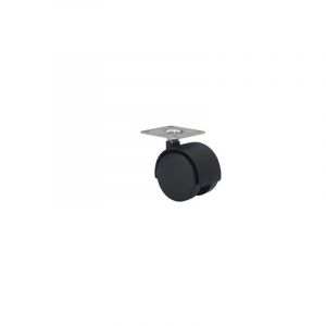 Roue double en plastique noir 35 mm zinguée 1-0342