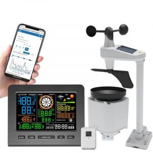 Station Météo Intelligente, Portée De Transmission Sans Fil De 330 Pieds, 12 Modes D'alarme, Avec Pluviomètre Et Vitesse Du Vent, Direction,