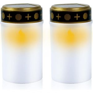 2 Pi&egrave;ces Eclairage LED la Lampe de Cimeti&egrave;re,Bougie de Tombe pour Lampes,Blanc Bougie de Cimeti&egrave;Re,Bougies fun&eacute;raires &agrave; LED,Cimeti&egrave;Re Lumi&egrave;Res