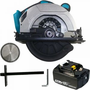 Scie circulaire sans fil, 1500W, 185mm, 5000RPM, sans balais, profondeur de coupe 60mm (90&ordm;), 40mm (45&ordm;), double interrupteur de s&eacute;curit&eacute;, compatible