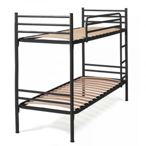 Talamo Italia Bregaglia lit superposé simple avec structure en fer et tête de lit, Made in Italy, adapté pour matelas 80x190, Noir
