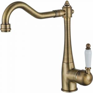 Ymyny - Robinet de cuisine vintage en laiton, robinet de cuisine antique rotatif &agrave; 360&deg;, robinet d'&eacute;vier de campagne haute pression, robinet mitigeur