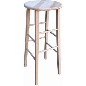 Okaffarefatto - Tabouret en bois avec assise ronde h80cm brut peindre pieds droits
